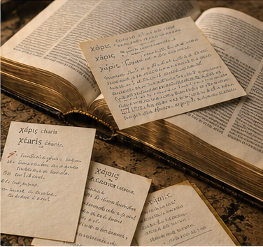 Mesa de estudio con notas manuscritas